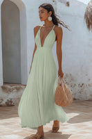 Load image into Gallery viewer, White Chiffon V Neck Long A Line Engagement Dress with Pleats