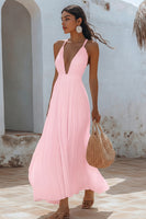 Load image into Gallery viewer, White Chiffon V Neck Long A Line Engagement Dress with Pleats