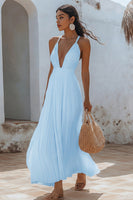 Load image into Gallery viewer, White Chiffon V Neck Long A Line Engagement Dress with Pleats