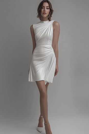 White High Neck Bodycon Short Graduation Dress