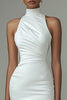 Load image into Gallery viewer, White Satin Asymmetrical High Neck Bodycon Graduation Dress