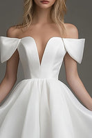 Load image into Gallery viewer, White A Line Off The Shoulder Short Graduation Dress