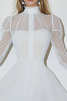 Load image into Gallery viewer, White High Neck A Line Long Sleeves Graduation Dress