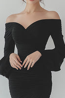 Load image into Gallery viewer, Black Asymmetrical Sheath Formal Dress with Ruffles