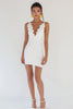 Load image into Gallery viewer, White Satin V Neck Short Bodycon Graduation Dress with Ruffles