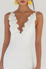 Load image into Gallery viewer, White Satin V Neck Short Bodycon Graduation Dress with Ruffles