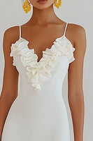Load image into Gallery viewer, White Short Bodycon Graduation Dress with Ruffles