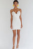 Load image into Gallery viewer, White Mini Bodycon Graduation Dress with Ruffles