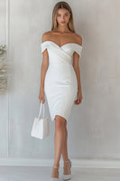 Load image into Gallery viewer, White Off The Shoulder Short Bodycon Graduation Dress