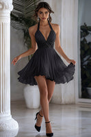 Load image into Gallery viewer, White Halter Short A Line Graduation Dress with Ruffles