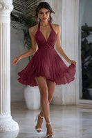 Load image into Gallery viewer, White Halter Short A Line Graduation Dress with Ruffles