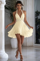 Load image into Gallery viewer, White Halter Short A Line Graduation Dress with Ruffles
