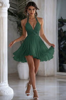 Load image into Gallery viewer, White Halter Short A Line Graduation Dress with Ruffles