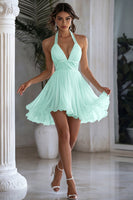 Load image into Gallery viewer, White Halter Short A Line Graduation Dress with Ruffles