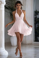 Load image into Gallery viewer, White Halter Short A Line Graduation Dress with Ruffles