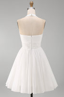 Load image into Gallery viewer, White Halter Short A Line Graduation Dress with Ruffles