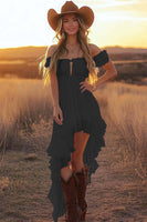Load image into Gallery viewer, Daffodil Asymmetrical A Line Off the Shoulder Western Dress with Ruffles
