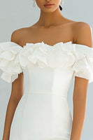 Load image into Gallery viewer, Ivory Bodycon Off the Shoulder Satin Short Graduation Dress