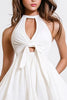 Load image into Gallery viewer, White A Line Hater Ruffled Short Graduation Dress
