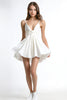 Load image into Gallery viewer, White A Line Spaghetti Straps Ruffled Chiffon Short Graduation Dress