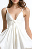 Load image into Gallery viewer, White A Line Spaghetti Straps Ruffled Chiffon Short Graduation Dress