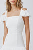 Load image into Gallery viewer, White A Line Cold Shoulder Satin Short Graduation Dress