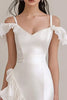 Load image into Gallery viewer, White Sheath Cold Shoulder Maxi Rehearsal Dinner Dress with Ruffles
