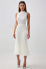 Load image into Gallery viewer, White Sheath High Neck Pleated Chiffon Maxi Rehearsal Dinner Dress
