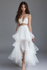 Load image into Gallery viewer, White 2 Pieces A Line Tulle Ruffled Maxi Rehearsal Dinner Dress