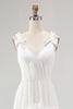 Load image into Gallery viewer, Ivory Spaghetti Straps A Line High-Low Ruffled Rehearsal Dinner Dress