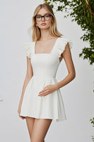 Load image into Gallery viewer, Ivory A Line Square Neck Ruffled Short Graduation Dress