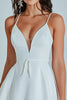 Load image into Gallery viewer, White A Line Spaghetti Straps Satin Short Graduation Dress