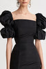 Load image into Gallery viewer, Black Satin Bodycon Short Grduation Dress