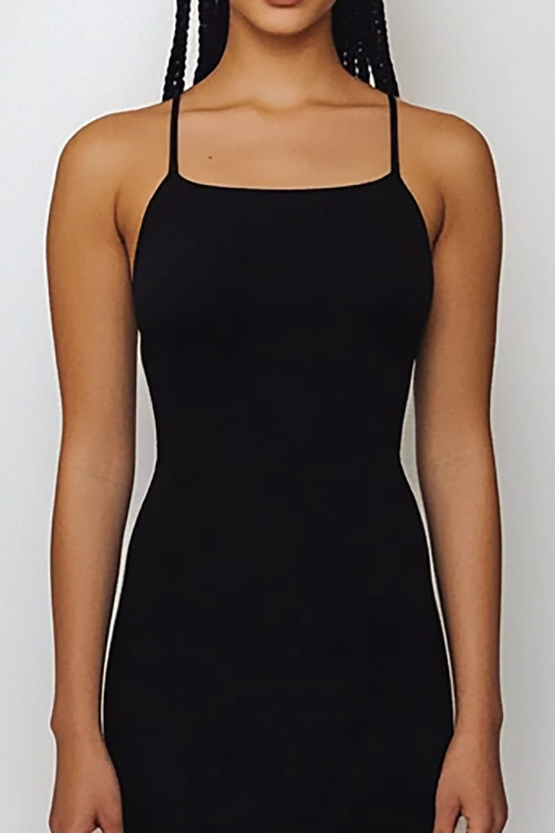 Load image into Gallery viewer, Black Satin Spaghetti Straps Sheath Maxi Formal Dress