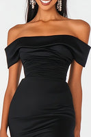 Load image into Gallery viewer, Black Mermaid Off the Shoulder Maxi Formal Dress