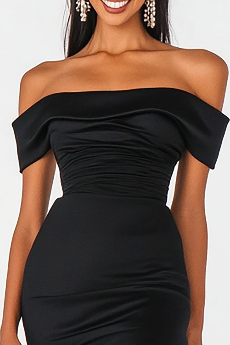 Load image into Gallery viewer, Black Mermaid Off the Shoulder Maxi Formal Dress