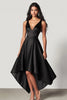 Load image into Gallery viewer, Black A Line V-Neck High-Low Maxi Formal Dress