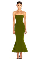 Load image into Gallery viewer, Black Strapless Satin Mermaid Maxi Formal Dress