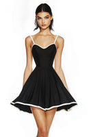Load image into Gallery viewer, Black A Line Sweetheart Satin Short Graduation Dress
