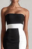 Load image into Gallery viewer, Black and White Satin Strapless Bodycon Mini Cocktail Dress