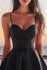 Load image into Gallery viewer, Black Satin A Line Spaghetti Straps Mini Cocktail Dress