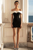 Load image into Gallery viewer, Black and White Off The Shoulder Bodycon Mini Cocktail Dress