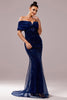 Load image into Gallery viewer, Sparkly Navy Sequin Mermaid Maxi Ruched Prom Dress