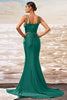 Load image into Gallery viewer, Dark Green Mermiad Square Neck Satin Maxi Prom Dress with Slit