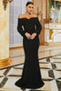 Load image into Gallery viewer, Black Off the Shoulder Mermaid Maxi Prom Dress with Sleeves