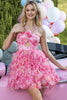 Load image into Gallery viewer, Fuchsia Cut Out Floral Short Prom Dress with Ruffles