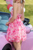 Load image into Gallery viewer, Fuchsia Cut Out Floral Short Prom Dress with Ruffles