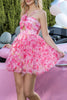 Load image into Gallery viewer, Fuchsia Cut Out Floral Short Prom Dress with Ruffles