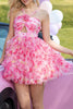 Load image into Gallery viewer, Fuchsia Cut Out Floral Short Prom Dress with Ruffles
