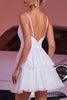 Load image into Gallery viewer, White Tulle A Line Tiered Short Prom Dress with Ruffles
